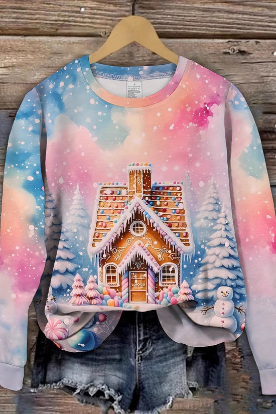 Christmas Christmas Building Snowman Snowflake Graphic Sweater CJ