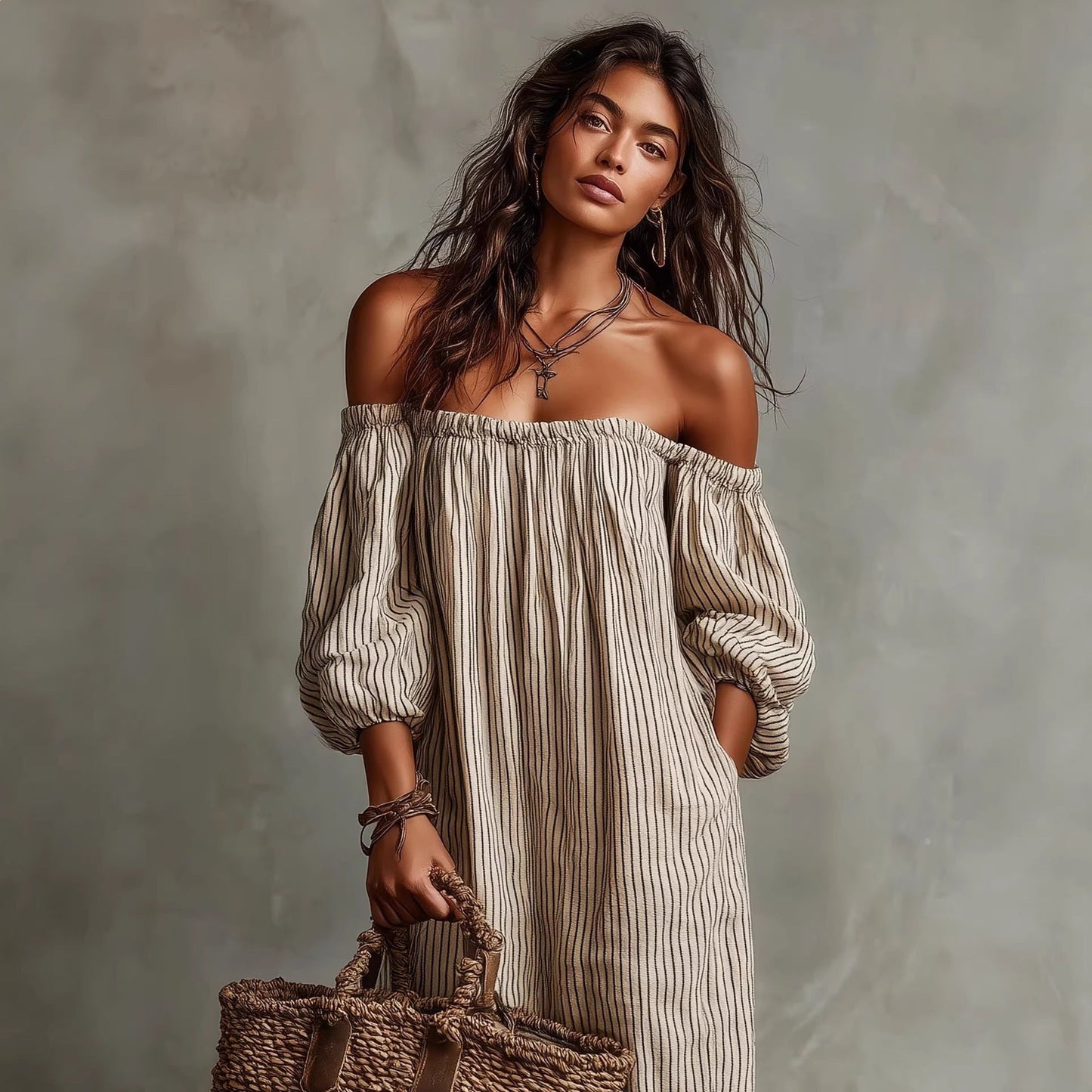 Women's Off-shoulder Long-sleeve Dress 