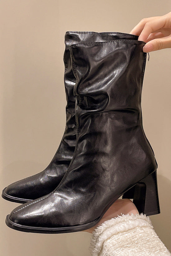 Large Size Women's Autumn And Winter High Heel Plus Fat Botton Width Ankle Boots CJ