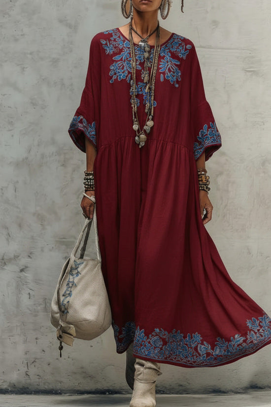 Elegant High-end Round-neck Printed Dress 