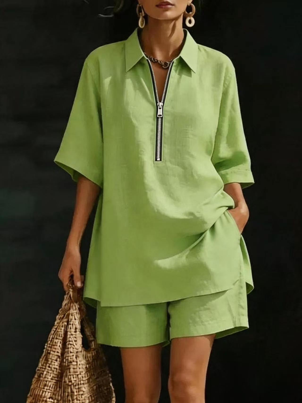 Women's Top Short-Sleeve Shirt Set 