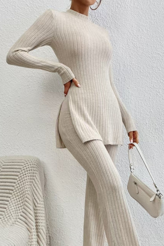 Women’s Ribbed V‑Neck Top & Pants Set CJ US