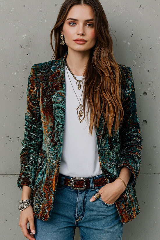Women’s Printed Suit Jacket with Lining – Autumn Winter Casual Commuter Blazer - FitiqueFit