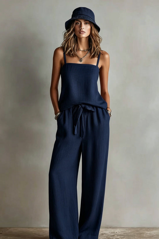 Suspender Wide-Leg Pants Set Womens Casual Two-Piece Set 