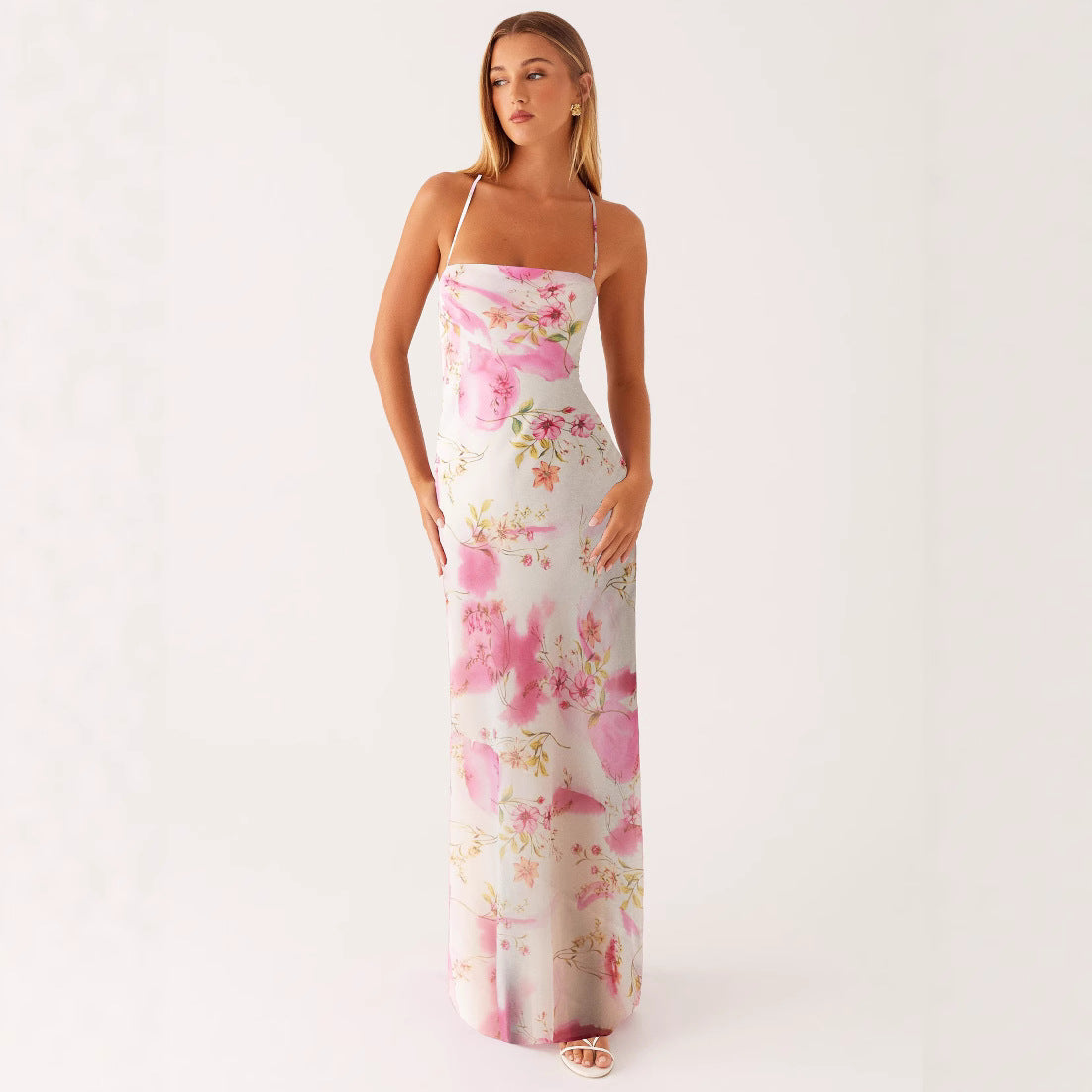 Womens Printed Sleeveless Strap Bodycon Dress 