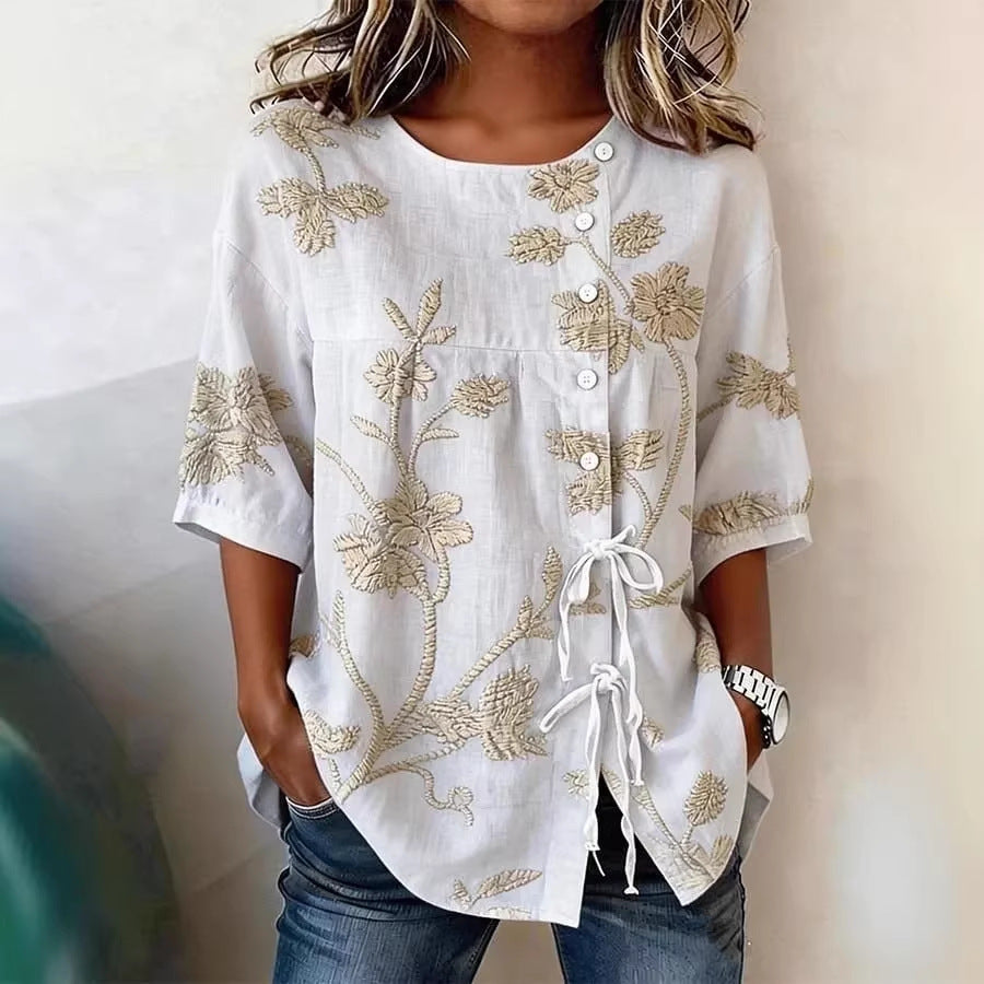 Women's Casual And Versatile Floral 3D Printed Top 