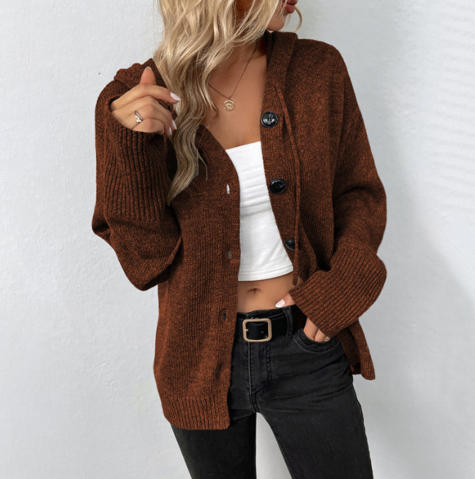 Women’s Button-Down Hoodie Cardigan Sweater Coat 