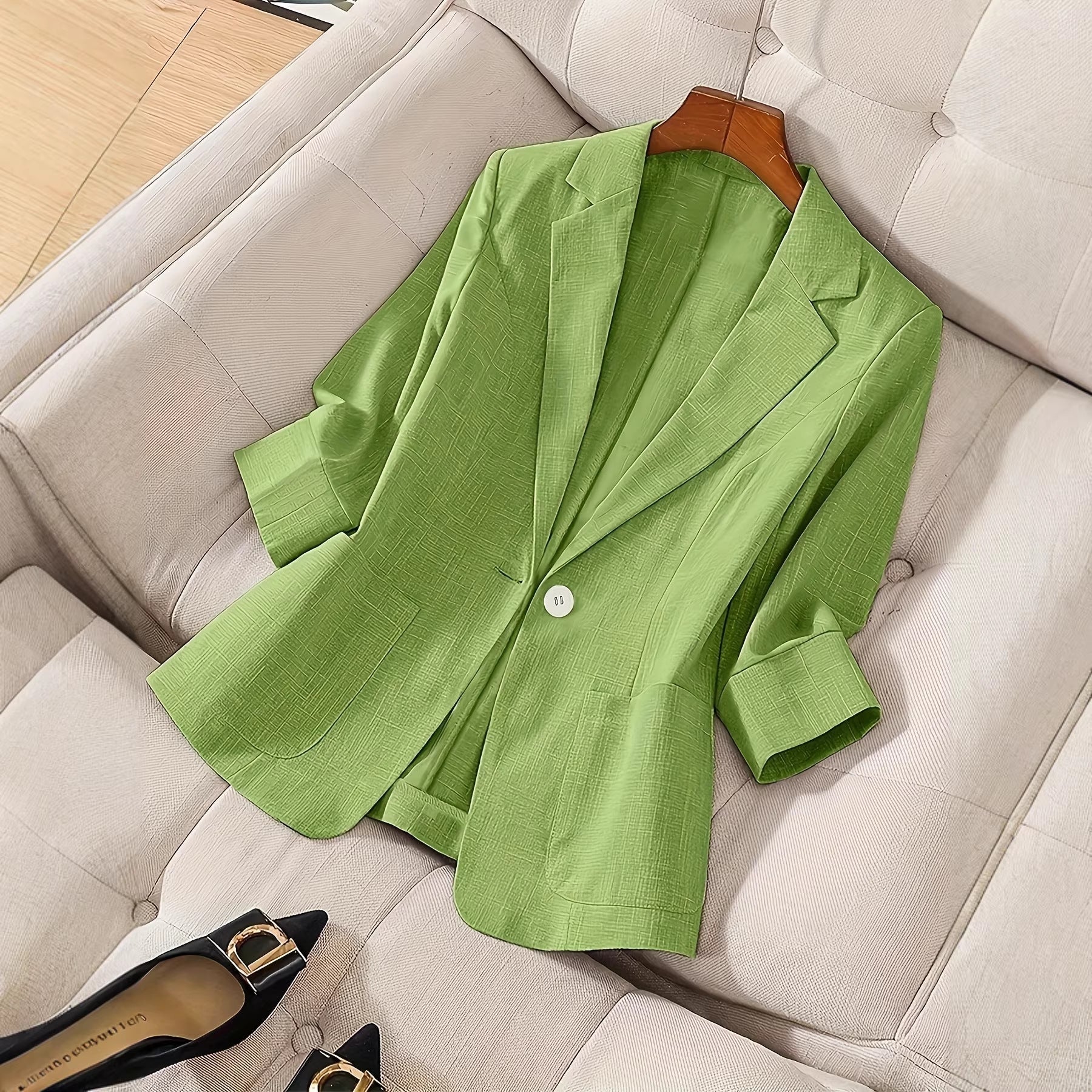 Three-quarter-sleeve Single-button Professional Casual Blazer 