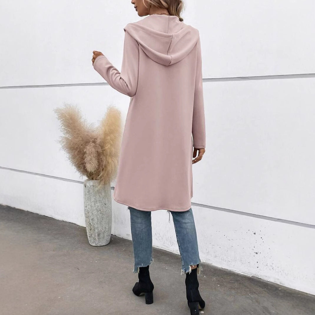 Personality Street Zip Hooded Long Velvet Lining Sweatshirt 