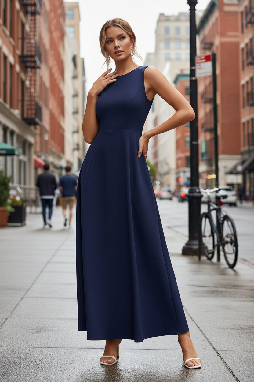 Womens Slim-Fit Long Casual Vest Dress 