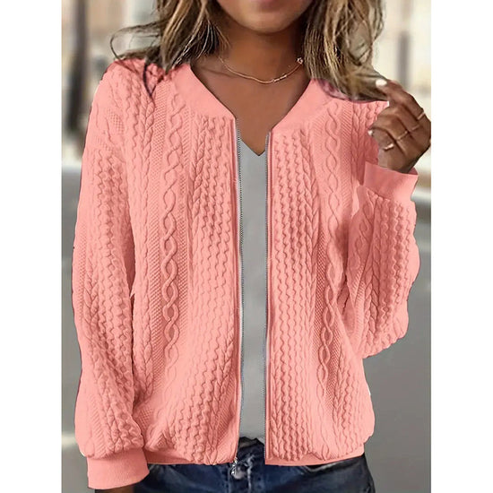 Bomber Jackets For Women Cute Jacquard Coats Lightweight Zip Up Jackets CJ US