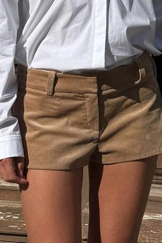 Low-rise Dress Pants Brown Corduroy Shorts 