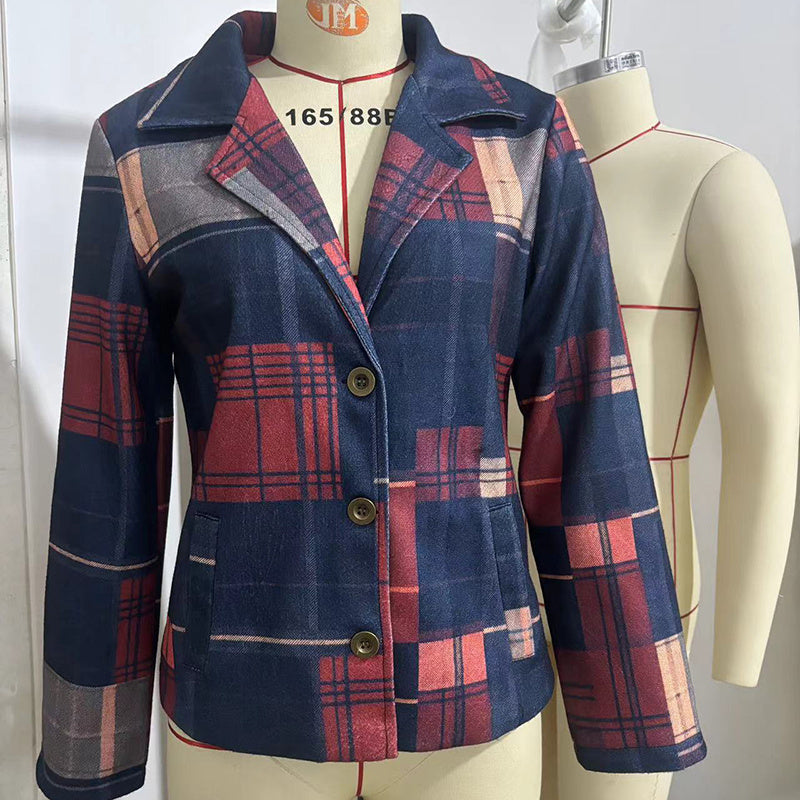“Vintage Stand Collar Blazer with Single-Row Buttons — Tailored Jacket” CJ US