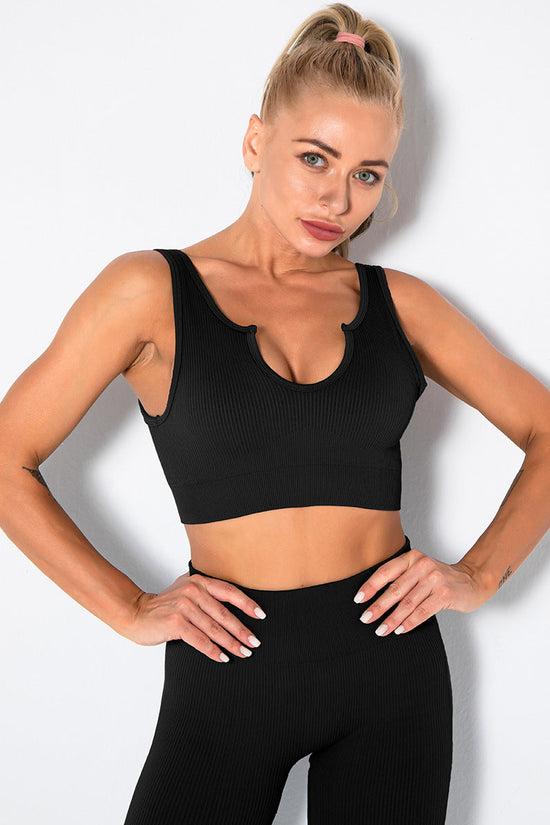 Seamless Ribbed Built Bra Tank Top – Women's Longline Workout Crop Top FitiqueFit