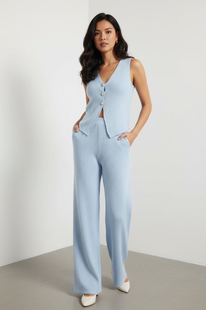 Beach Bohemian Straight-Leg Wide-Leg Pants Set 