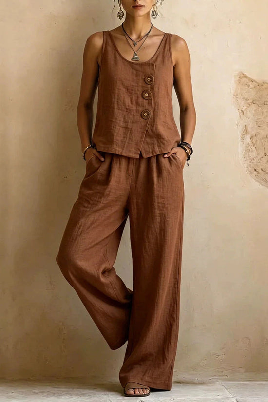 Women's Casual Sleeveless Tank Top And Pants Set 