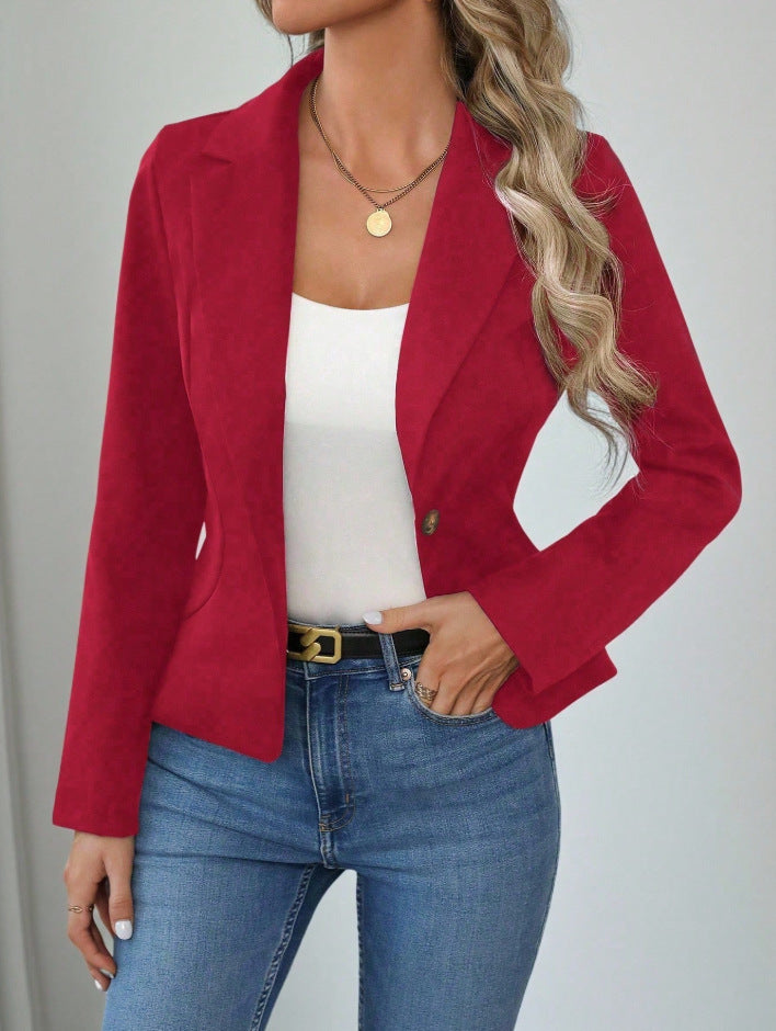 High-end Solid-color Womens Blazer 
