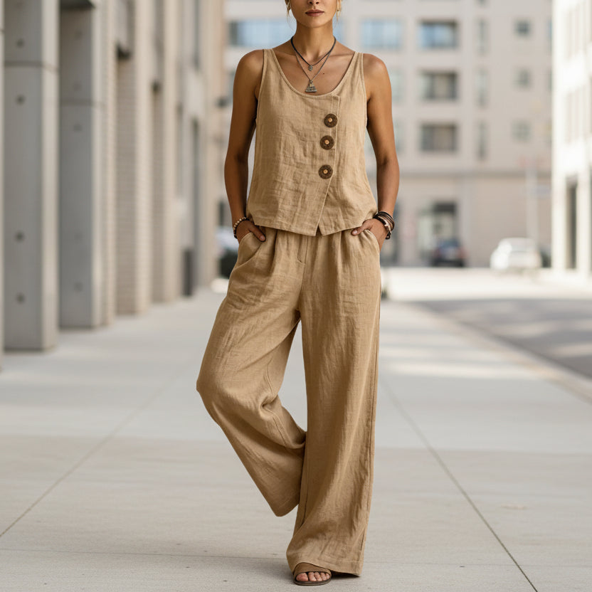 Women's Casual Sleeveless Tank Top And Pants Set 