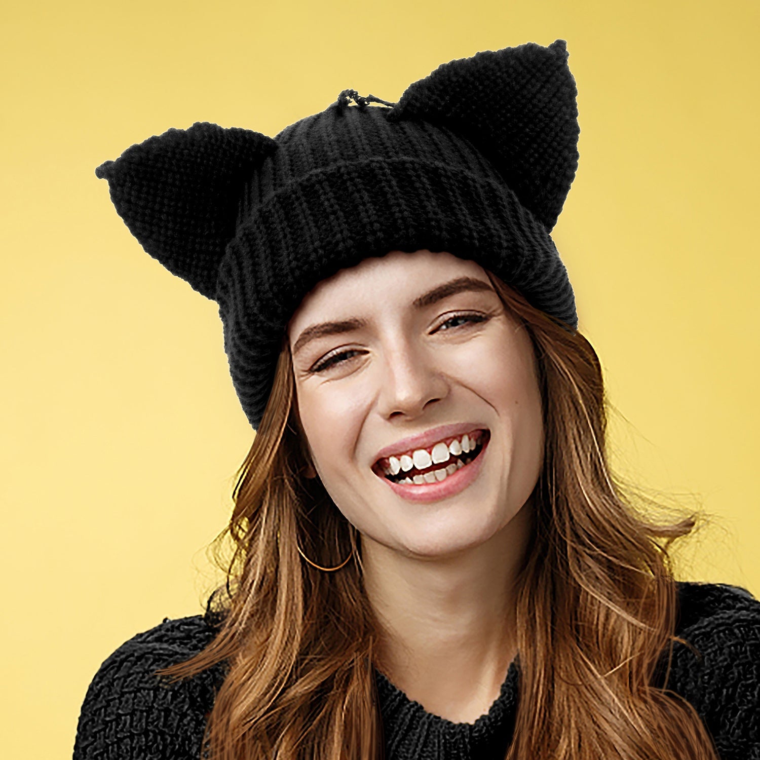 Devil Ears Thickened All Acrylic Knitted Hat 
