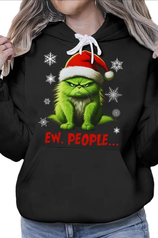 Funny Christmas Cat Hoodie – Ew People Holiday Pullover Sweatshirt CJ US