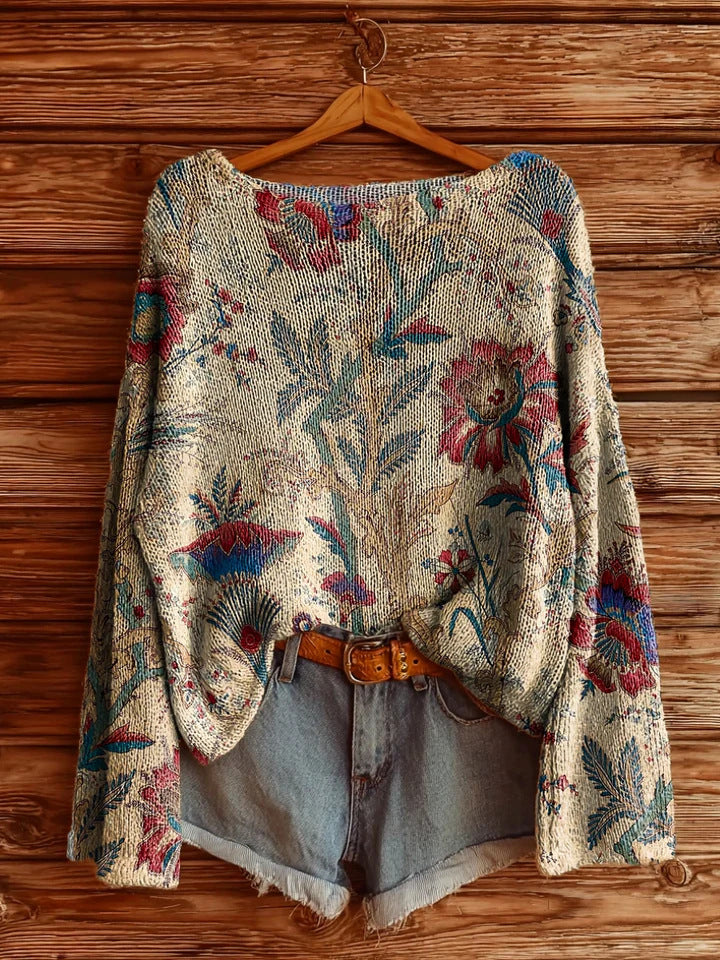 Women’s Fall Wildflower Print Long Sleeve T-Shirt 