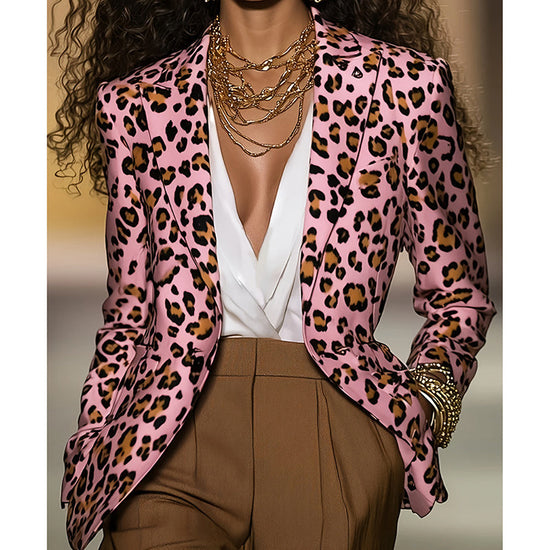 Women's Pink Leopard Blazer CJ US