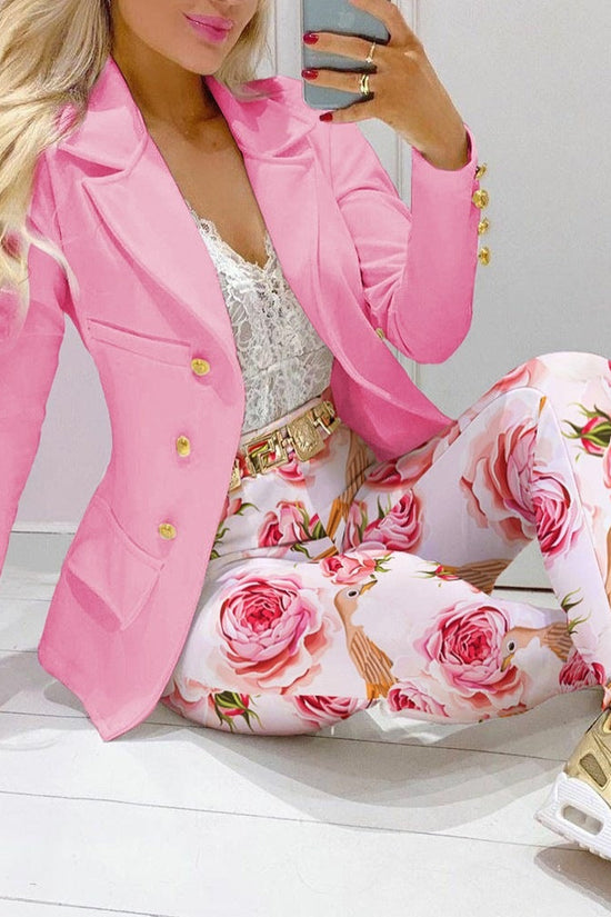 Casual Fashion Set Women's Suit Pink Suit Yellow Brown Striped Dotted Chain 