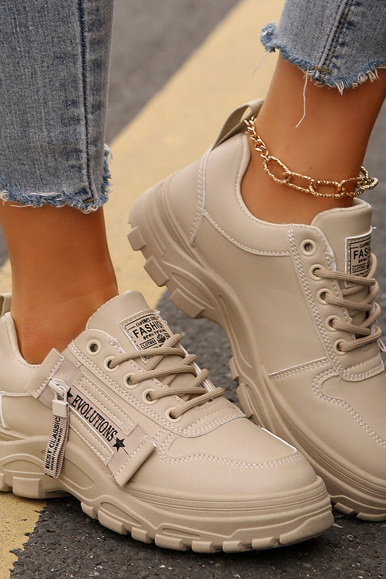 Women’s Lace‑Up Side‑Zipper Sports Sneakers CJ US