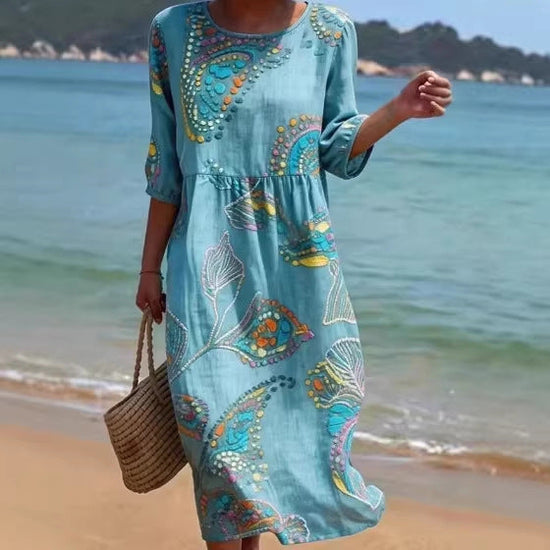 3D-printed Long-sleeve Crew-neck Dress 