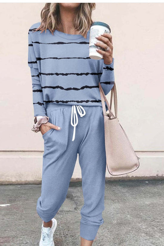 Loose Solid Color Long Sleeve Casual Set 