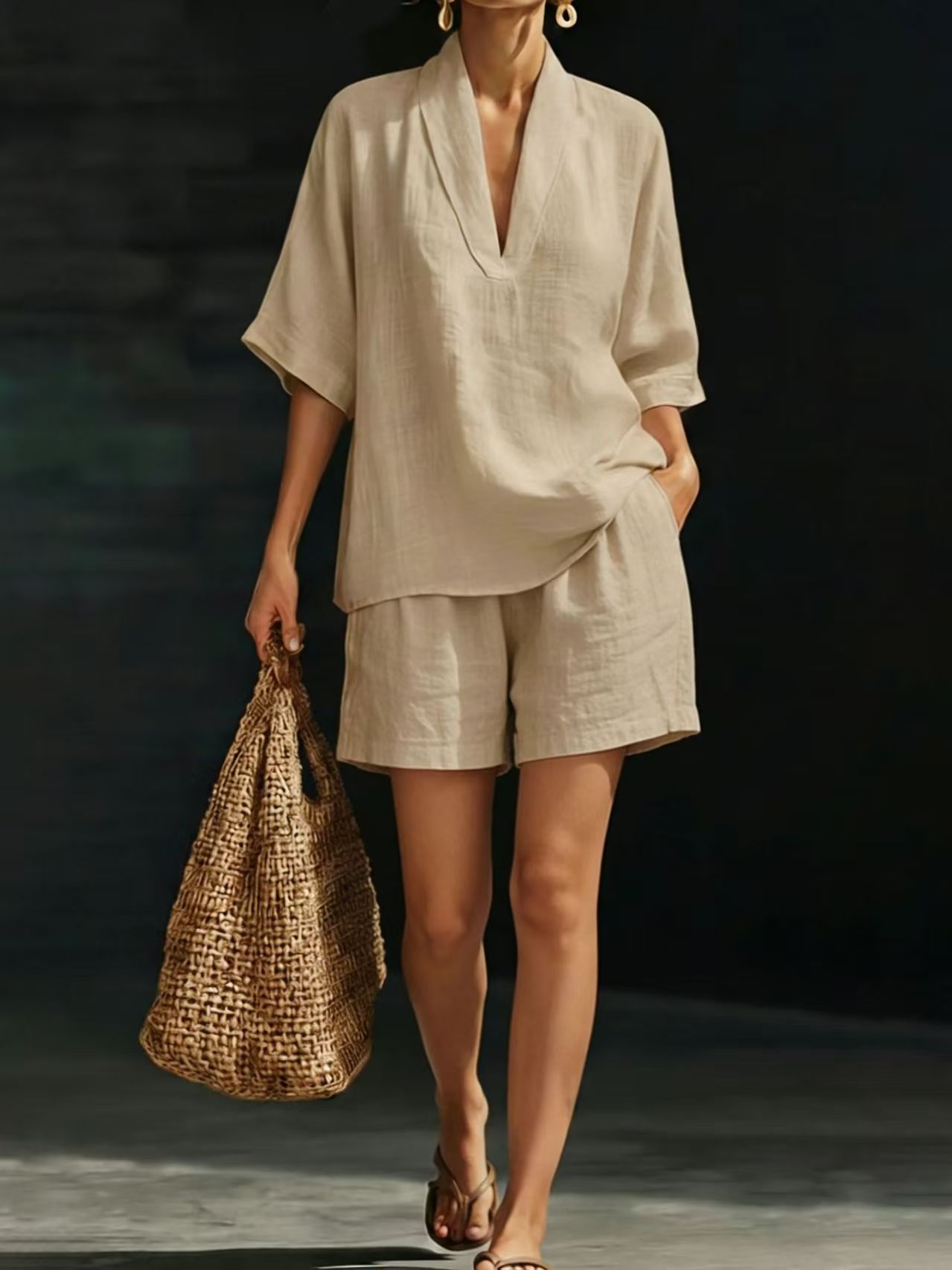 Summer Casual Loose Two-piece Set Fashionable Beach Wear 