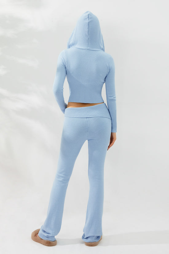 Women’s Knitted Hooded Two-Piece Set – Cardigan & High-Waisted Pants Suit - FitiqueFit