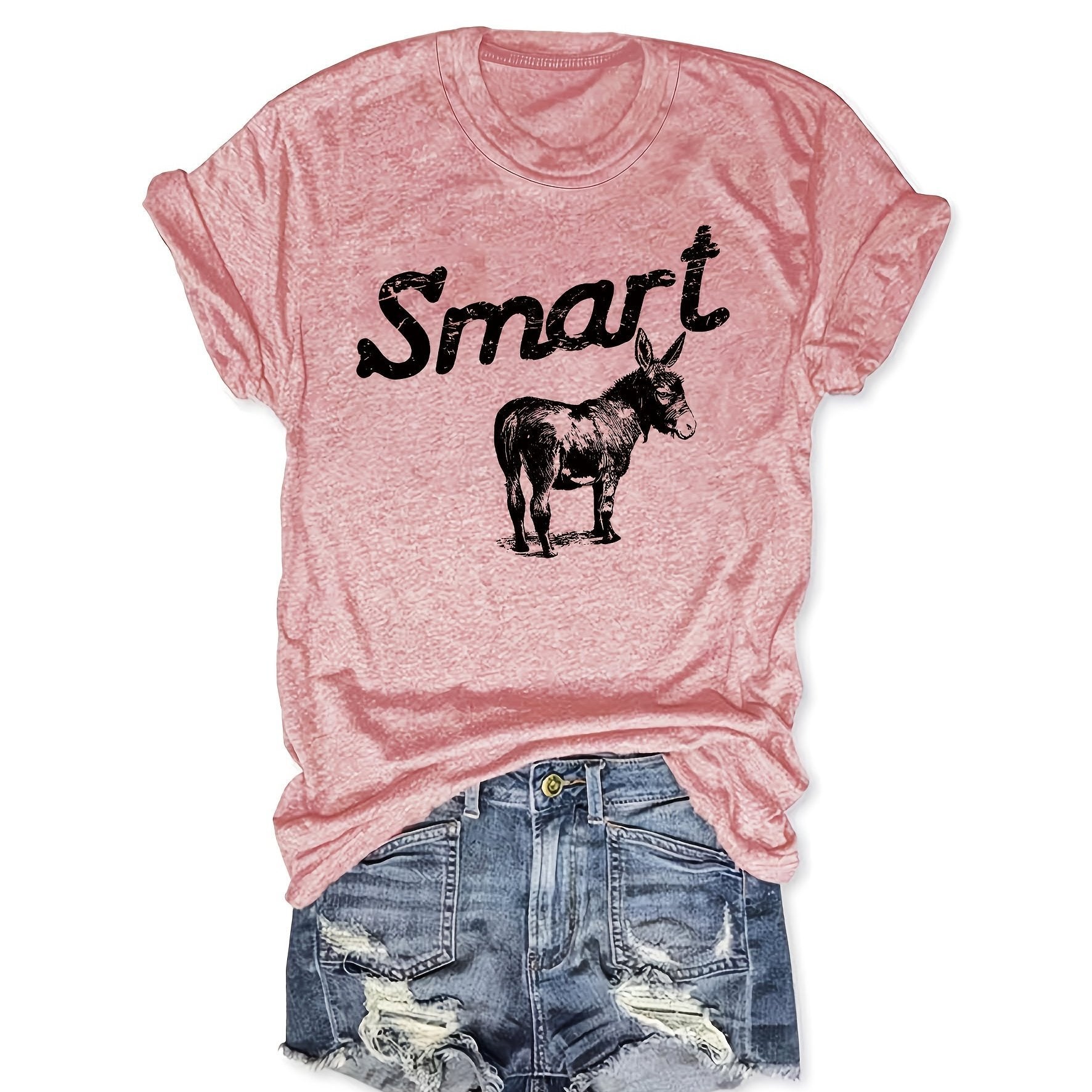 Women's Round Neck Short Sleeve T-Shirt - Casual Summer Top 