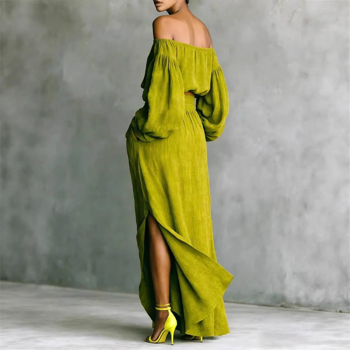 Casual Off-shoulder Top And An Asymmetrical Skirt Two Pieces 