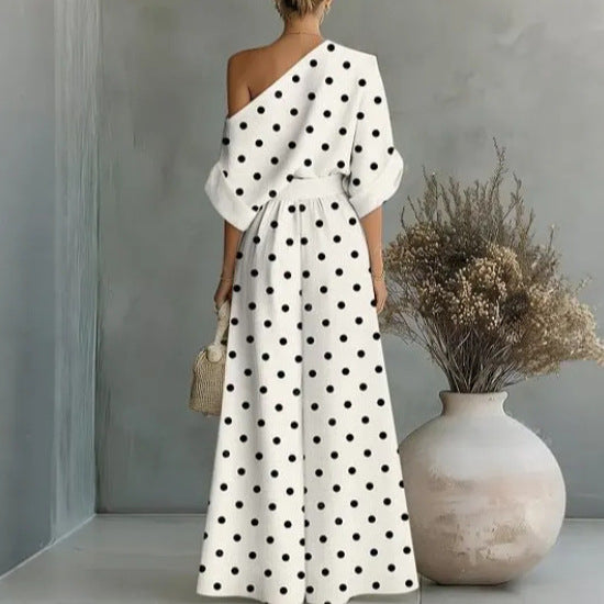 Printed Off-Shoulder Top And Pants Two-Piece Set 