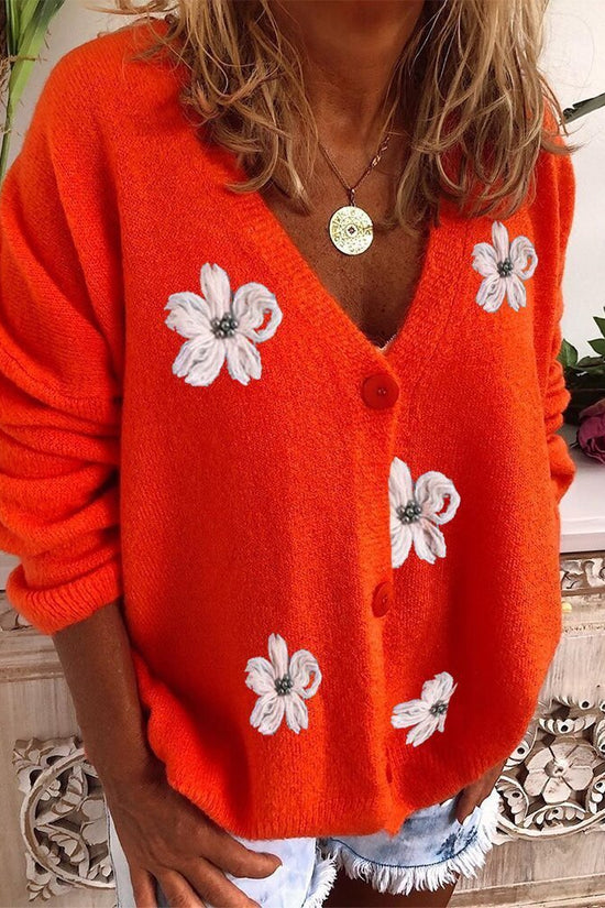 V-neck Crochet Loose Knit Cardigan Jacket Women Thickened CJ