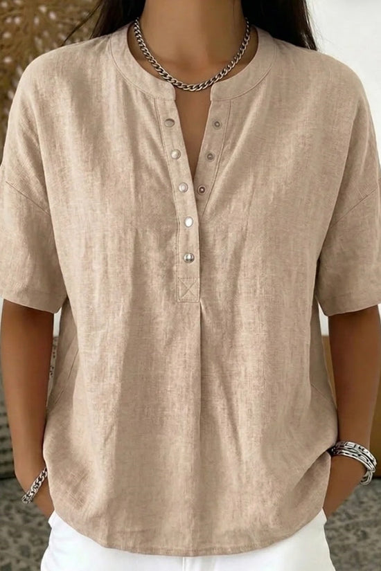 Solid Color Casual Pullover Short-Sleeve Shirt For Women 