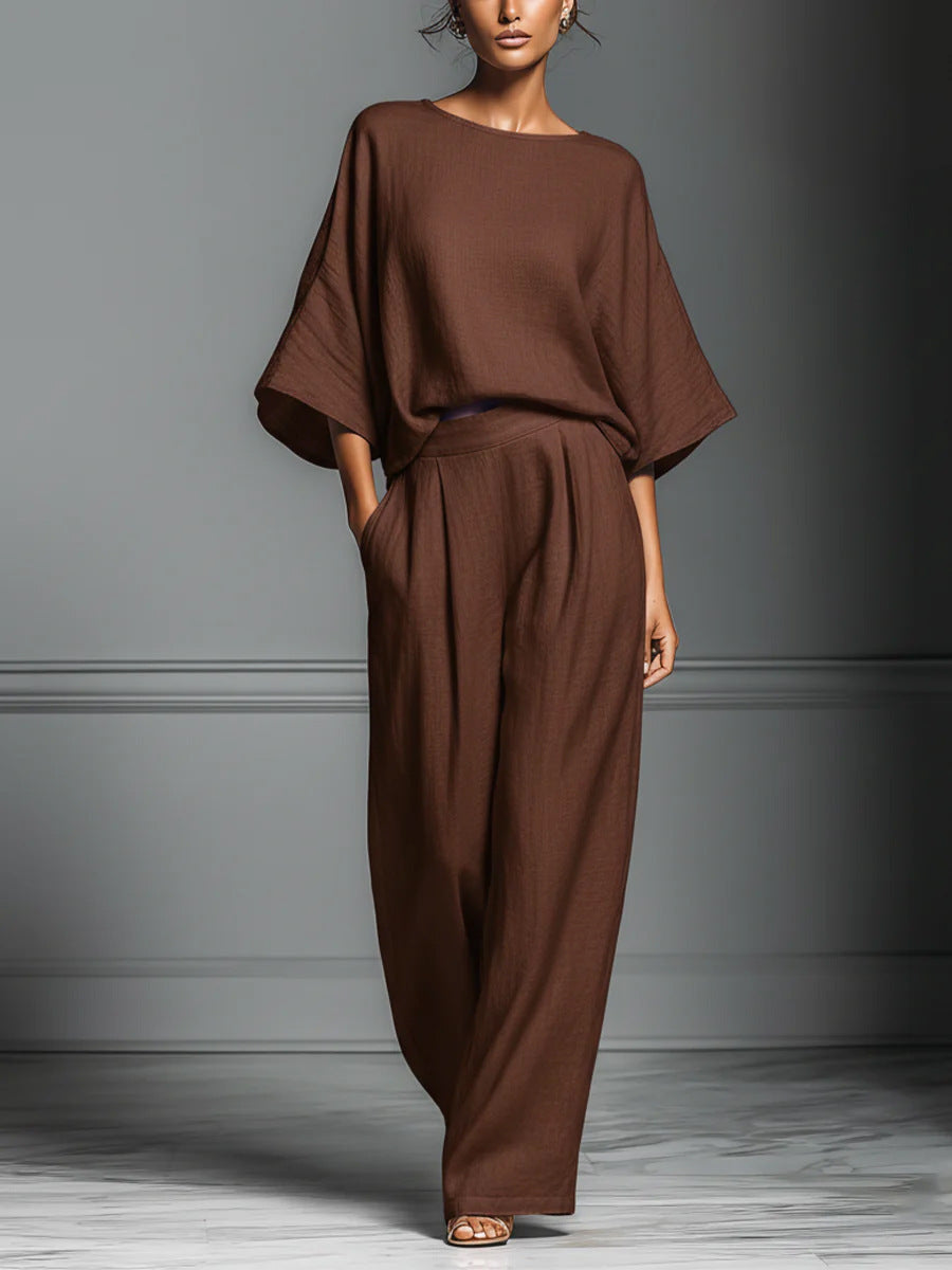 Womens Fashionable And Elegant Flared-Sleeve Linen Suit 