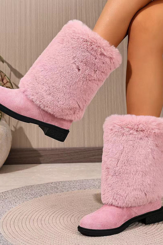 Womens Chunky Heeled Snow Boots 