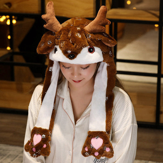 Novel Movable Christmas Hat Winter Cute Santa Claus Snowman Elk Hat CJ