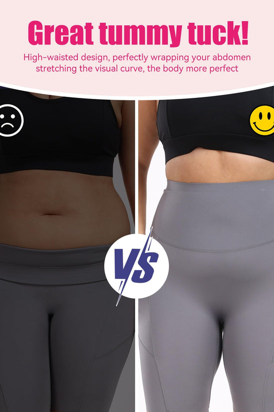 Cropped High-Waisted Yoga Pants with Diagonal Pockets CJ US