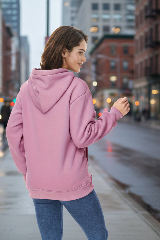 Winter New Arrival - Fashion Solid Color Velvet Hoodie - Warm Autumn And Winter Top - Hoodie With Adjustable Drawstring And Kangaroo Pocket, Comfortable Women's Sweatshirt 