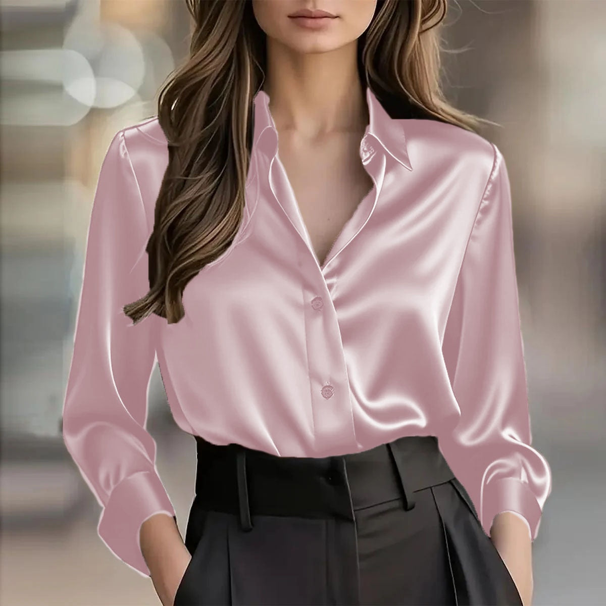 Women’s Spring-Autumn Lapel Button Shirt 