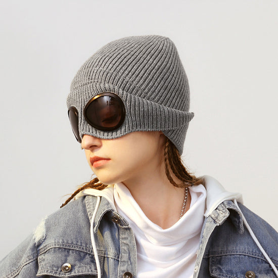 Women’s Pilot Wool Knit Hat – Winter Warm Knitted Aviator-Style Hat - FitiqueFit