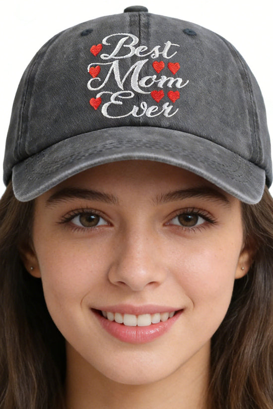 Best Mom Ever Adjustable Embroidered Wash Cotton Cap 