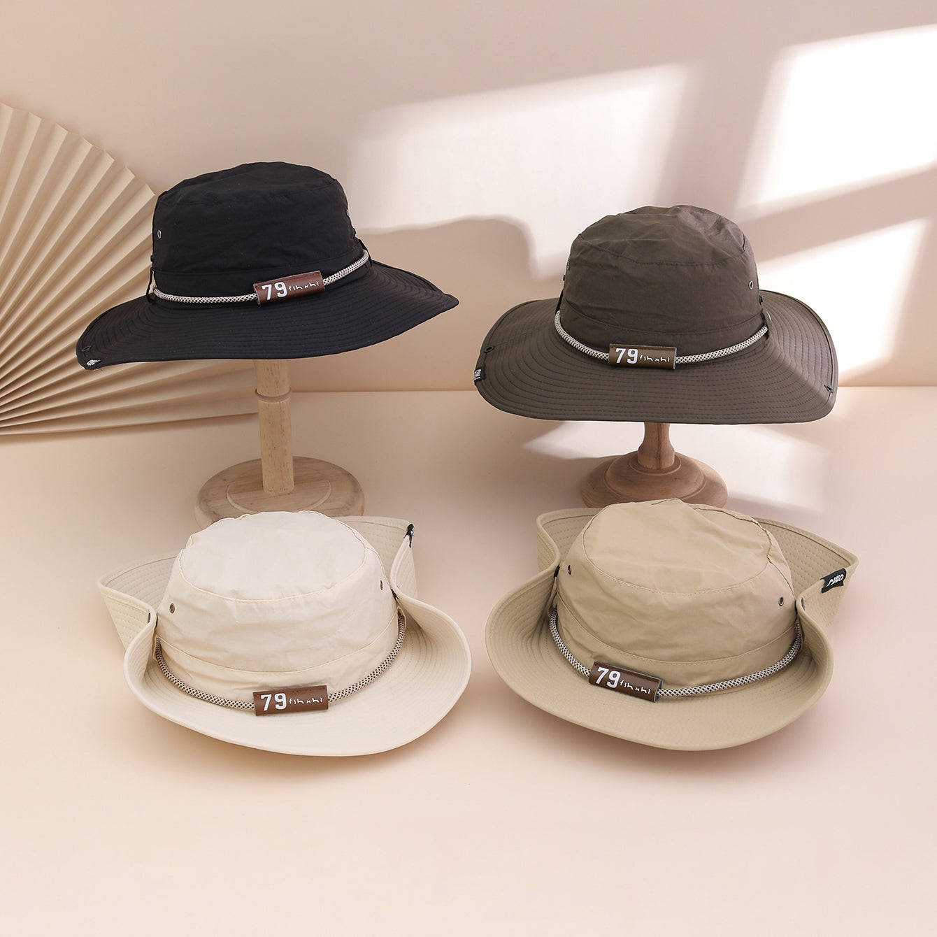 Plain-color Letter-pattern Leather Sun-protective Wide-brimmed Sunshade Outdoor Simple Style Fisherman Hat For Daily Commuting, Fishing, Mountain Climbing 