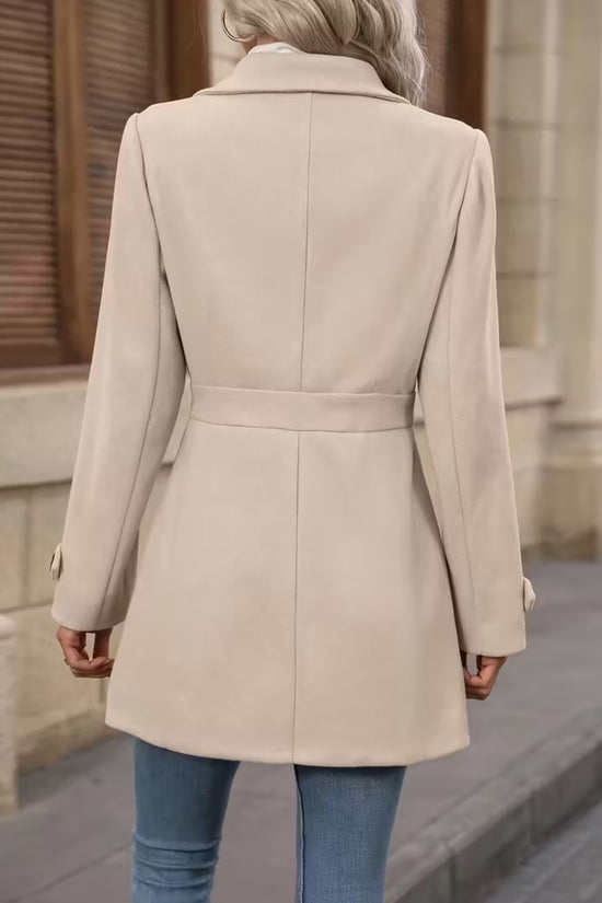 Women’s Elegant Woolen Coat – Medium-Length Lapel Slim Fit Winter Coat - FitiqueFit