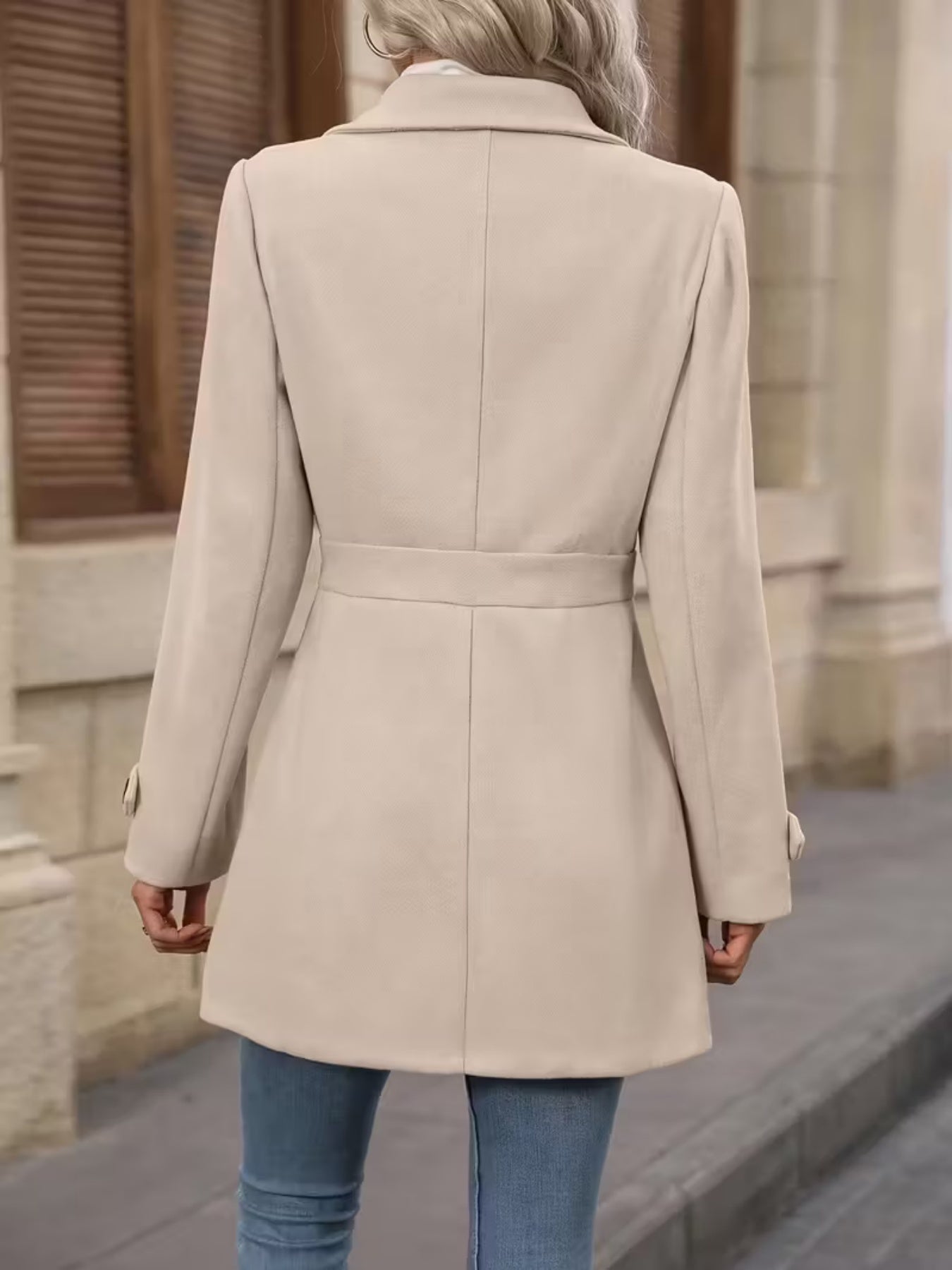 Women’s Elegant Woolen Coat – Medium-Length Lapel Slim Fit Winter Coat - FitiqueFit
