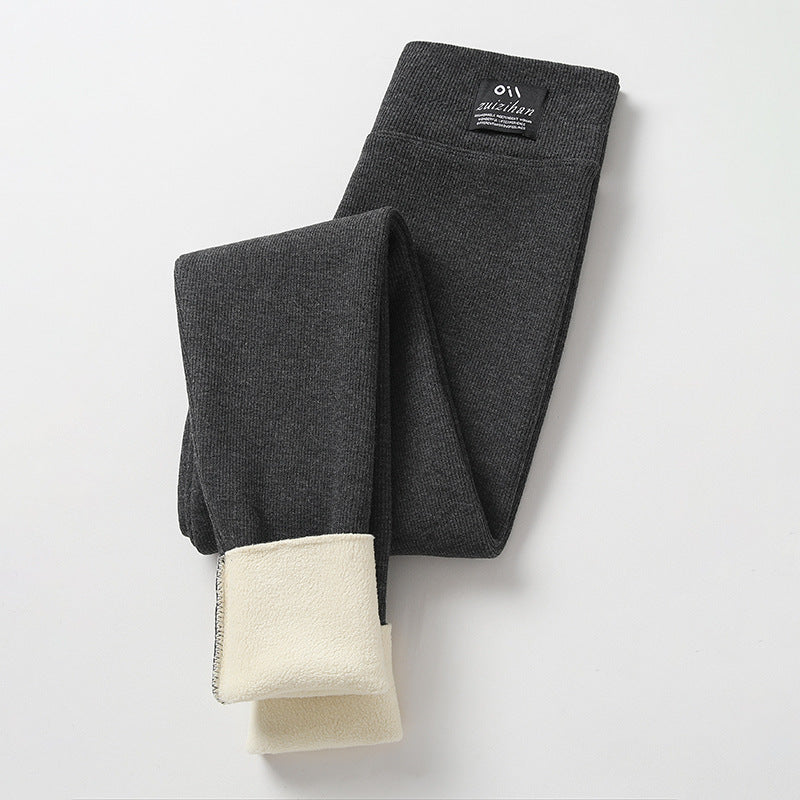 Leggings Women's Outer Wear High Waist Tight Season Lambswool Fleece Lined Padded Warm Keeping Pants 