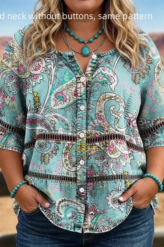 European And American Retro Bohemian Hollow-Out Plus-Size Top 